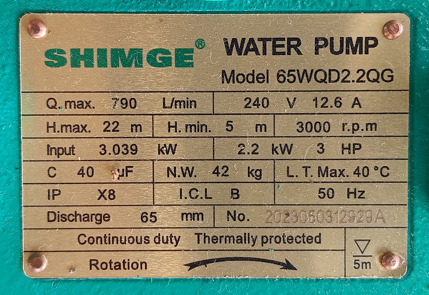 Shimge Pump - Submersible pump - 65WQD2.2QG