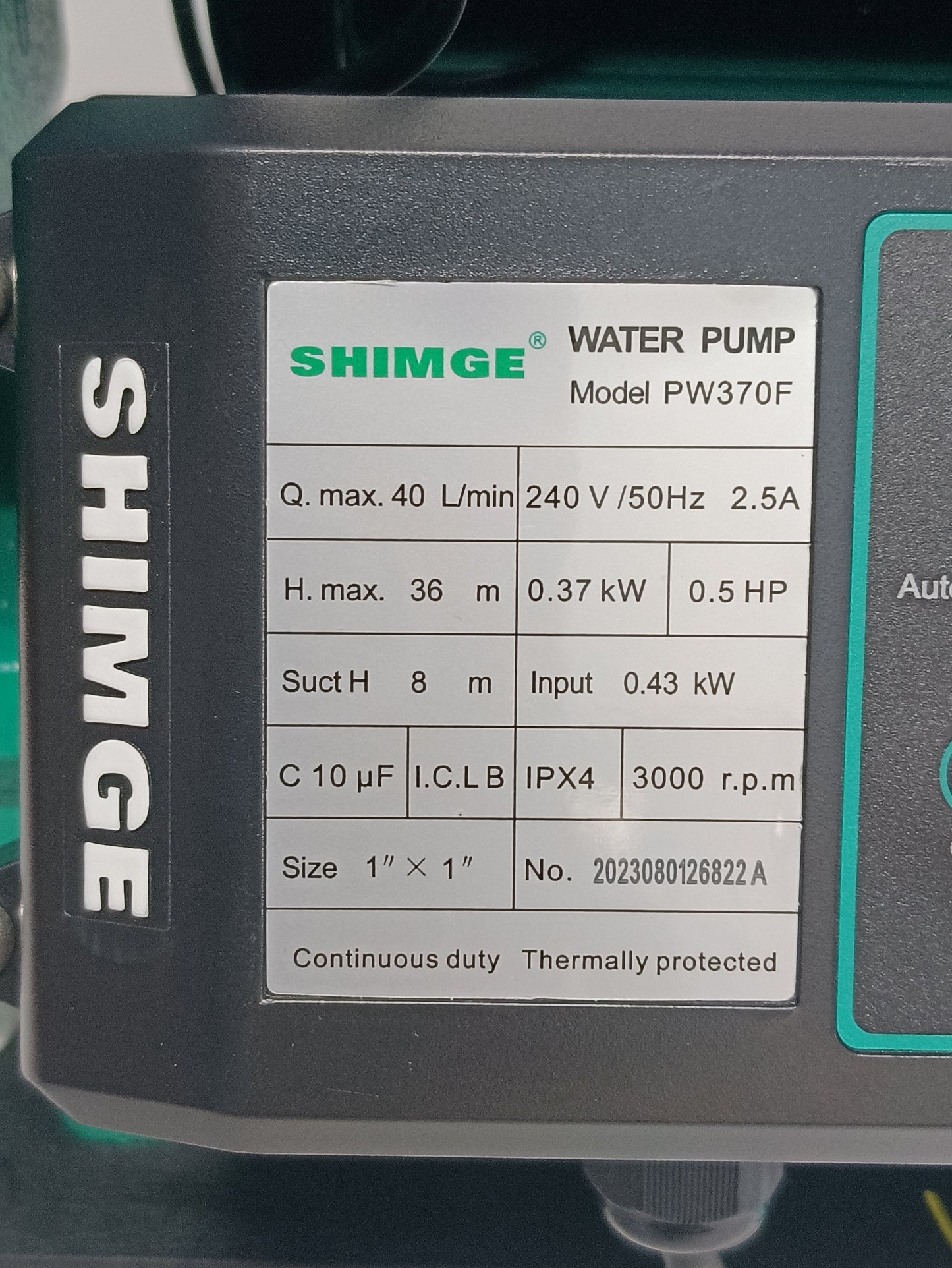 Shimge Pump - Hot water pump - PW370F