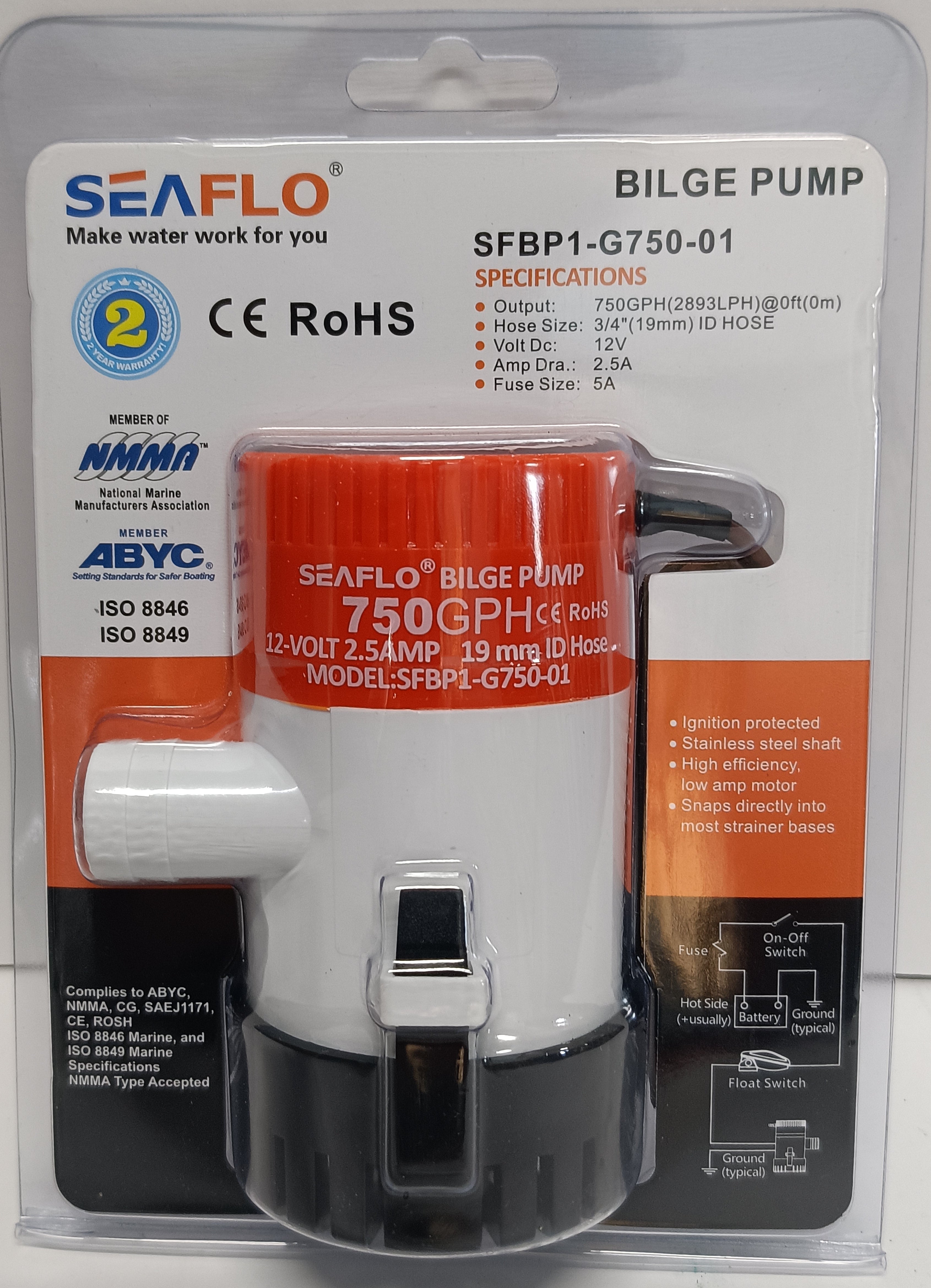 Seaflo BP1G35001 Non-Automatic Submersible Bilge Pump - 350 GPH - 12V Seaflo BP1G35001 Non-Automatic Submersible Bilge Pump - 350 GPH - 12V