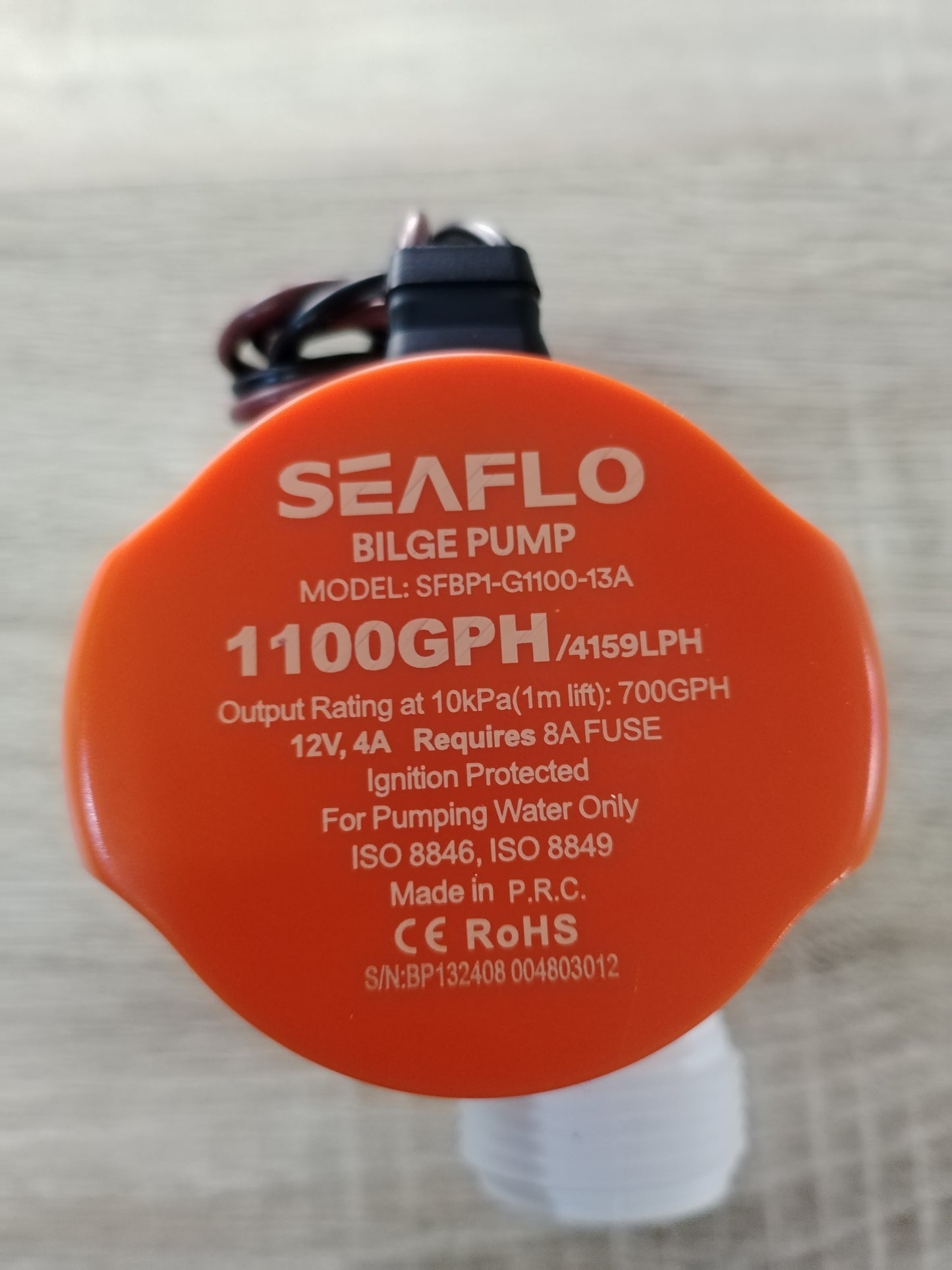 Seaflo Non Auto Bilge Pump 13A (1100 GPH)