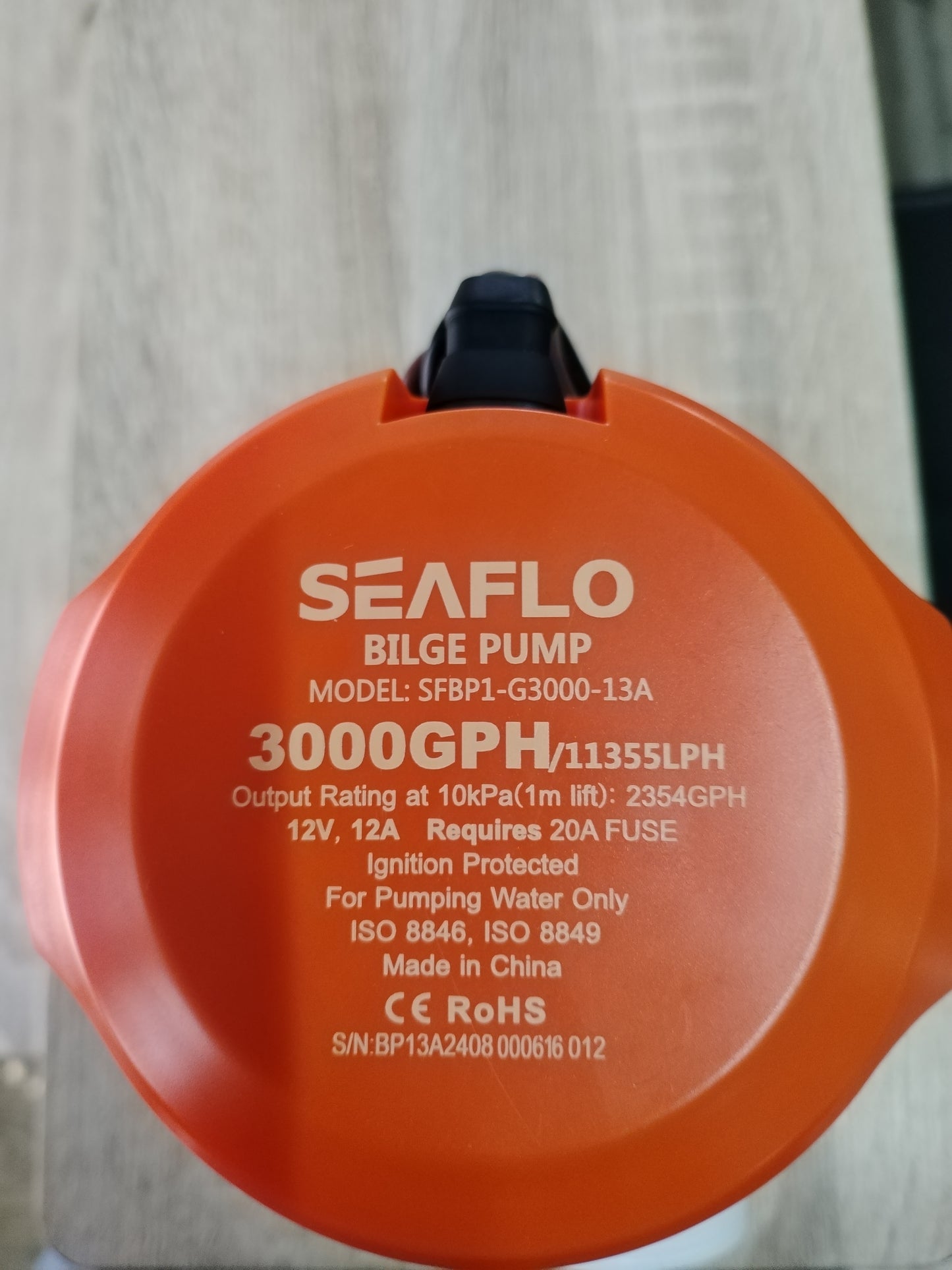 Seaflo Non Auto Bilge Pump 13A 12V (3000 GPH)