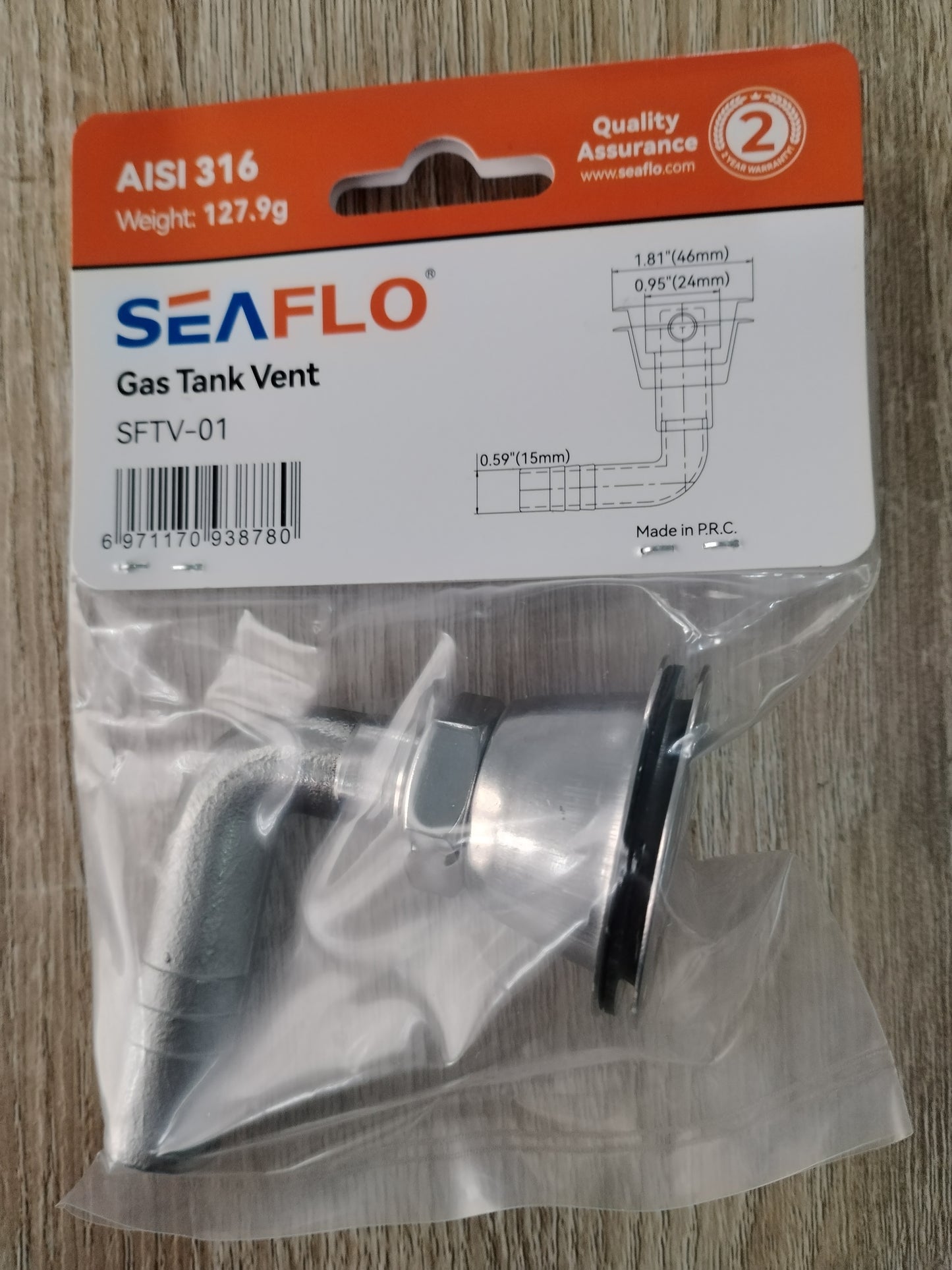 Seaflo Gas Tank Vent Angle