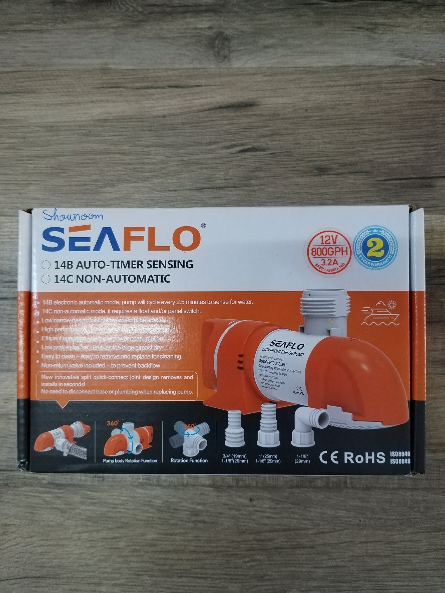 Seaflo Auto Bilge Pump Timer Sensing 14B Series (800GPH)