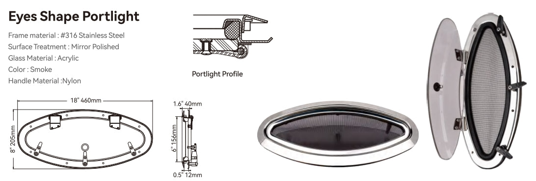 Seaflo Eyes Shape Portlight (Pair)