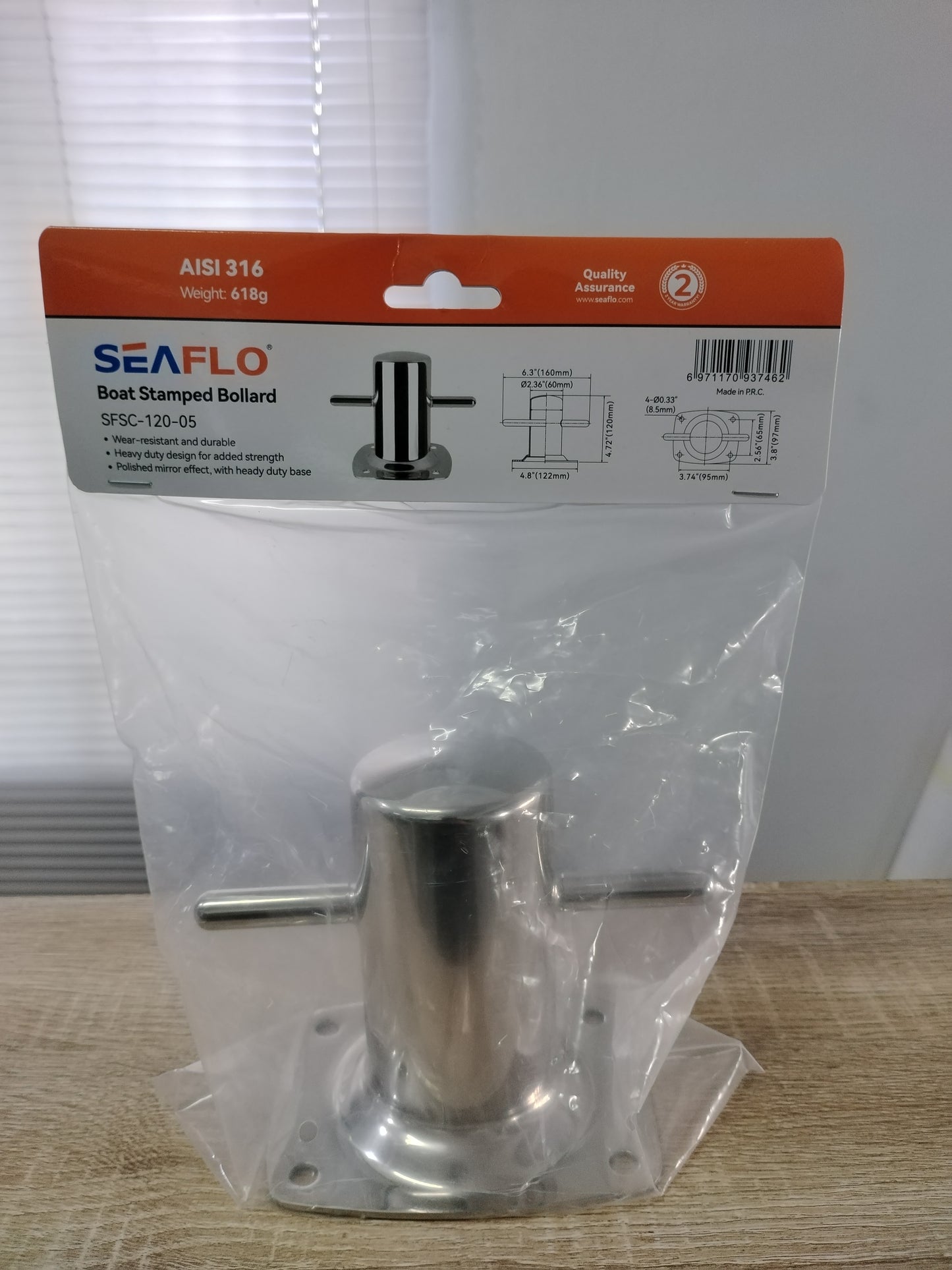 Seaflo Bollard Stamped 120mm