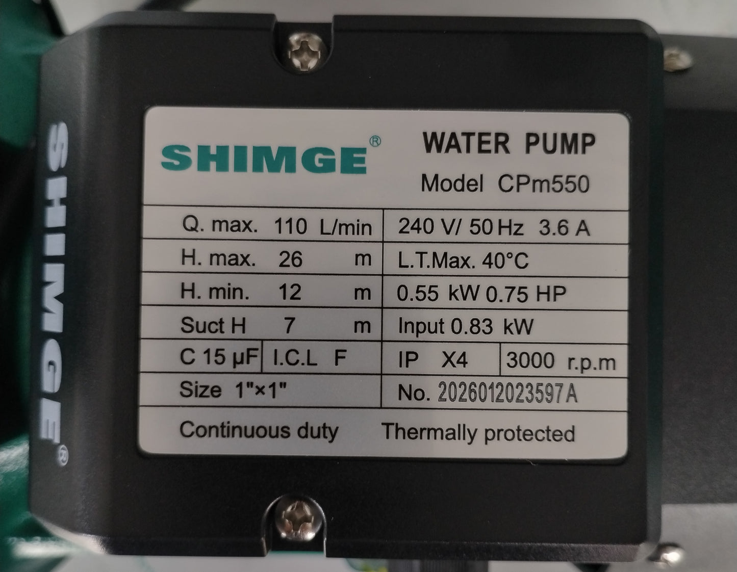 Shimge Water Pump - Domestic pump - CPm550